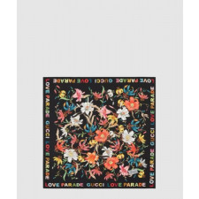 구찌 꽃 프린트 실크 스카프 704127