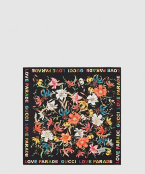 구찌 꽃 프린트 실크 스카프 704127