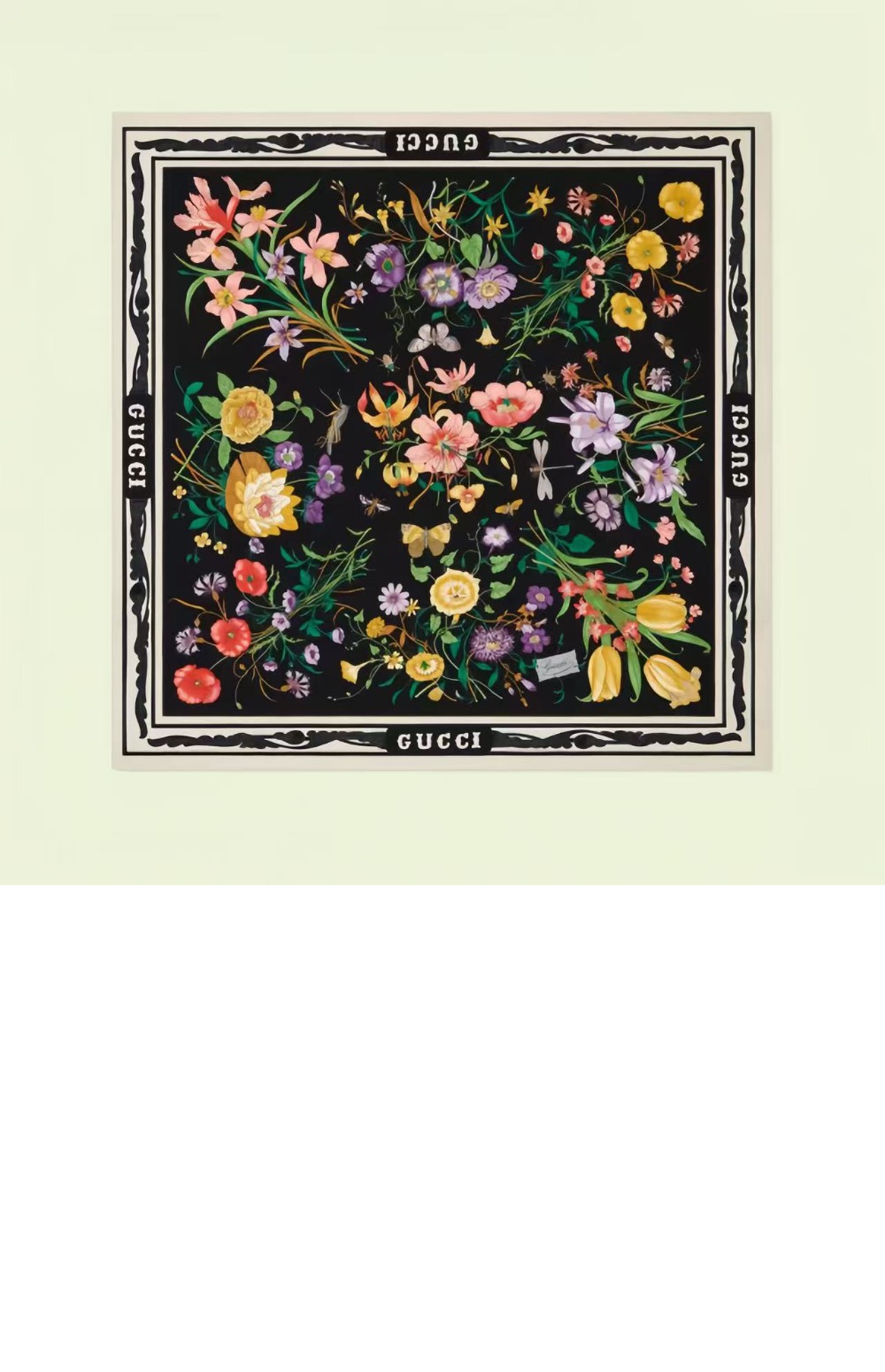 구찌 꽃 프린트 실크 스카프 699493