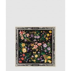 구찌 꽃 프린트 실크 스카프 699493