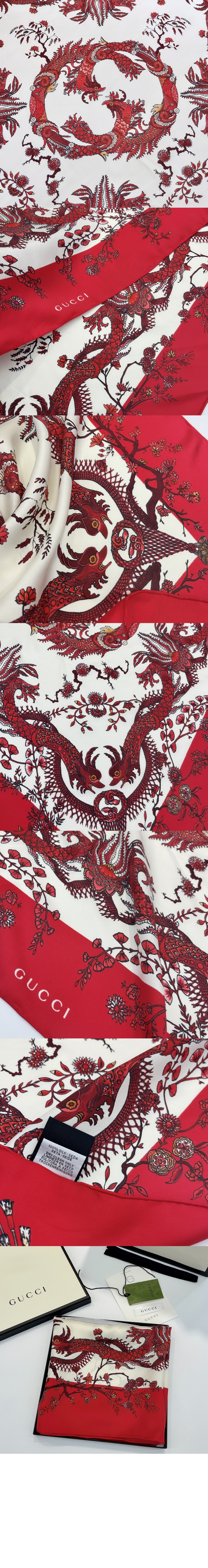 구찌 상룡 프린트 실크 스카프 774314