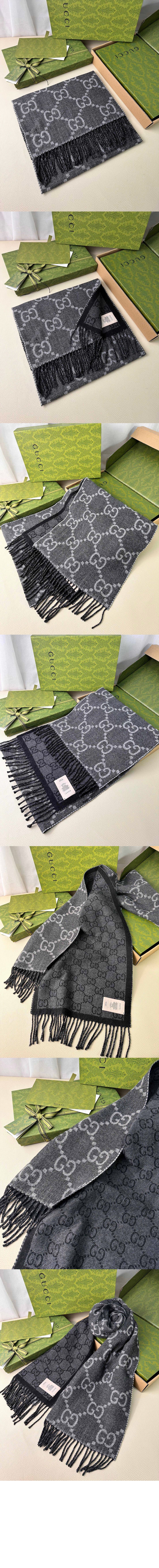 구찌 태슬 디테일의 GG 자카드 니트 스카프 676610