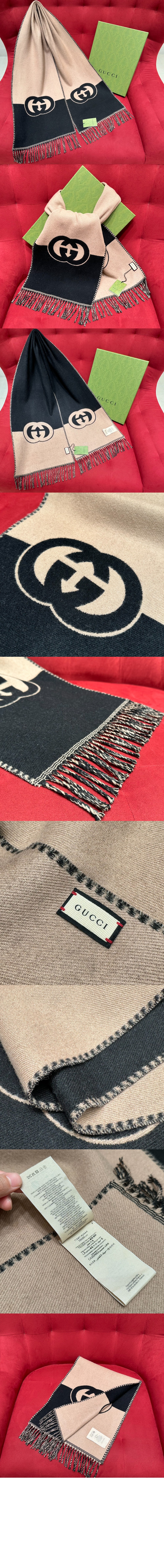 구찌 GG 자카드 패턴 니트 스카프 715497