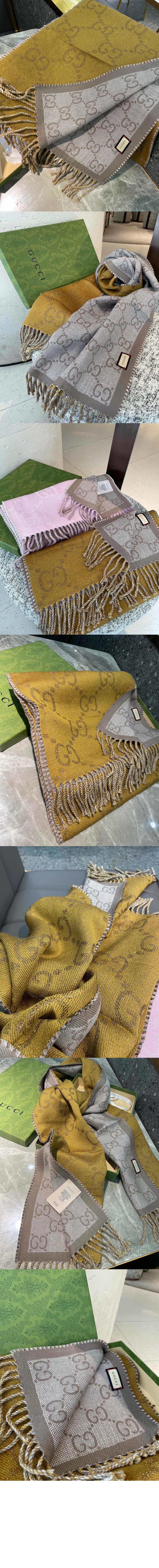 구찌 GG 자카드 패턴 니트 스카프 727724