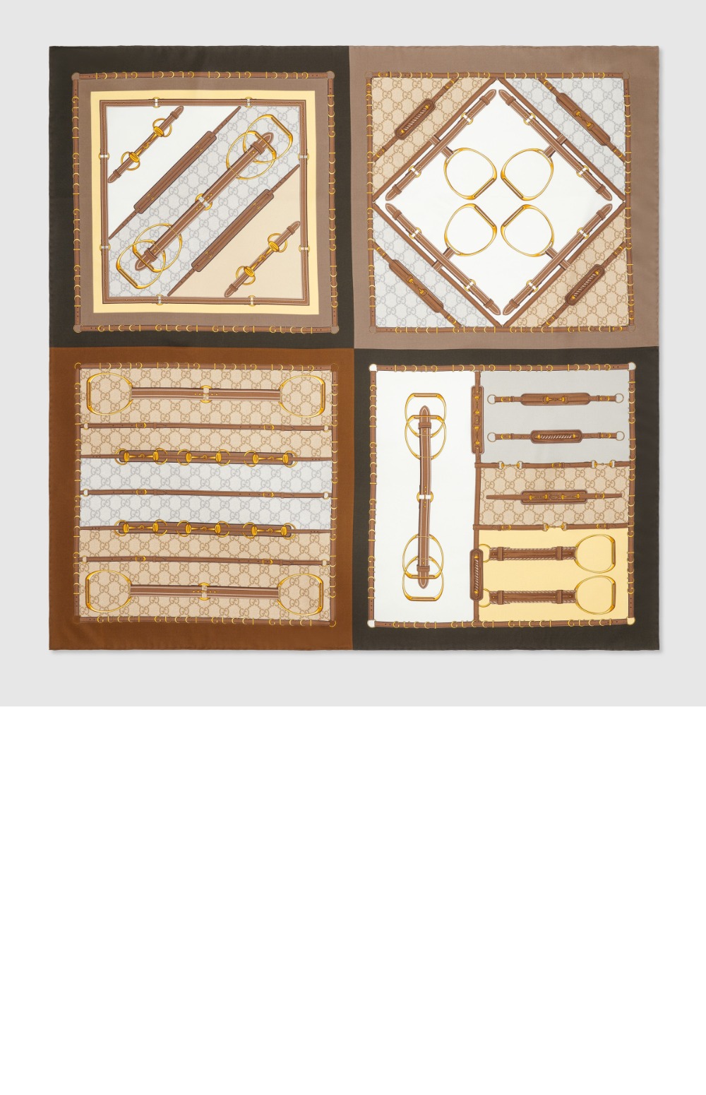 구찌 헤리티지 프린트 실크 스카프 786222