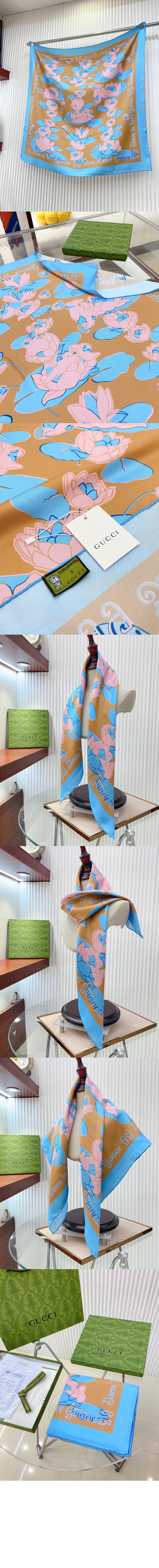 구찌 플로라 프린트 실크 스카프 722713