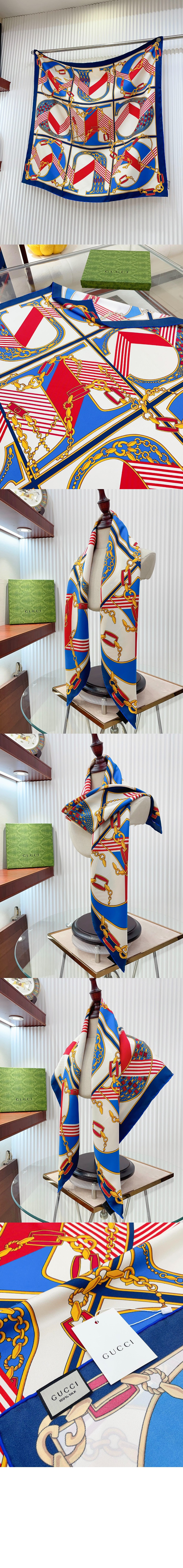 구찌 플로라 프린트 실크 스카 739829