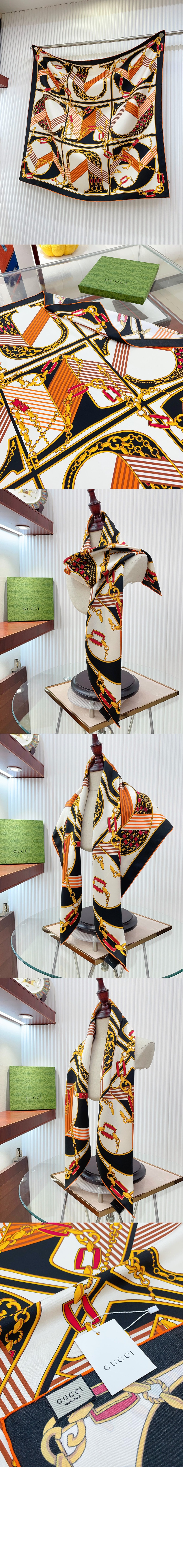 구찌 플로라 프린트 실크 스카 739829