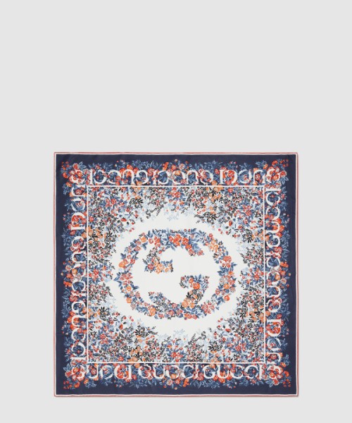 구찌 플로라 프린트 실크 스카 783157