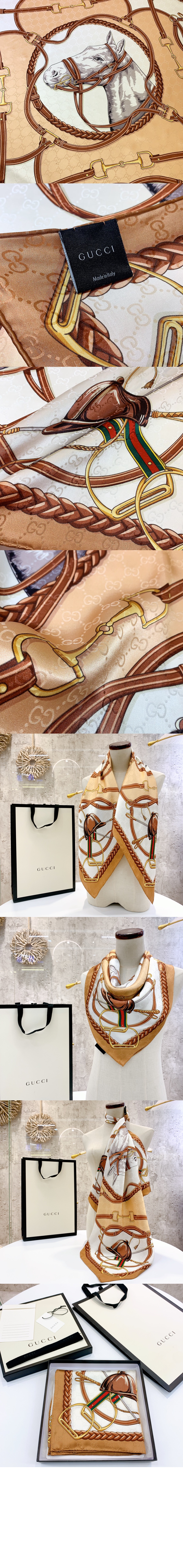 구찌 플로라 프린트 실크 스카 766327