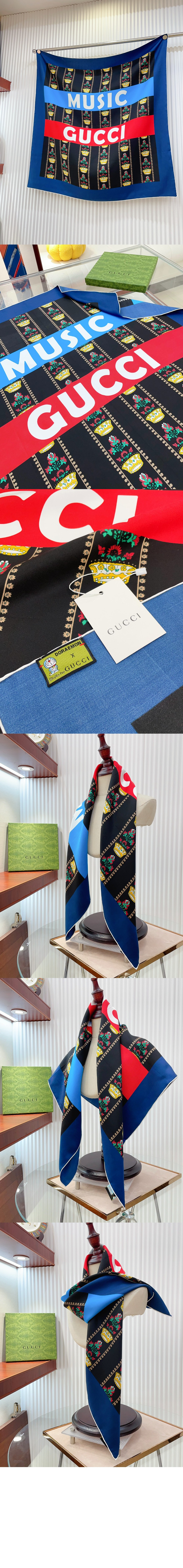 구찌 플로라 프린트 실크 스카 676964