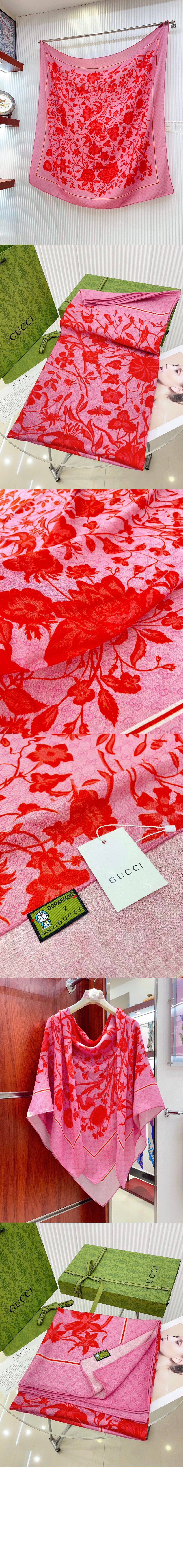 구찌 플로라 프린트 실크 스카 788333