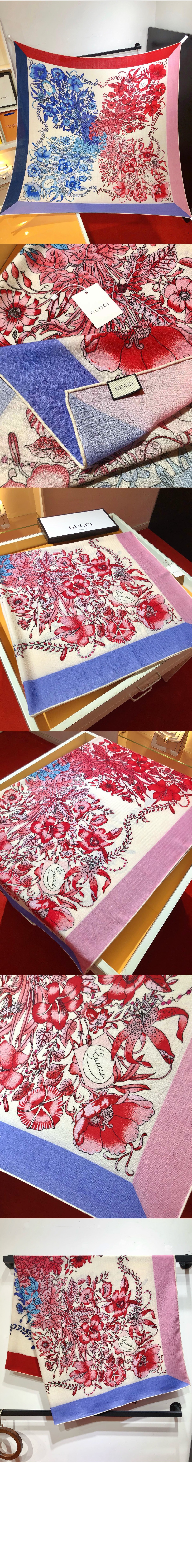 구찌 플로라 프린트 실크 스카프 775773