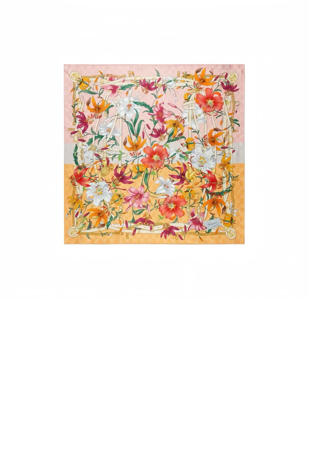 구찌 플로라 프린트 실크 스카 777068