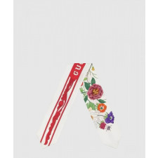 구찌 플로라 프린트 실크 넥 보우 699497