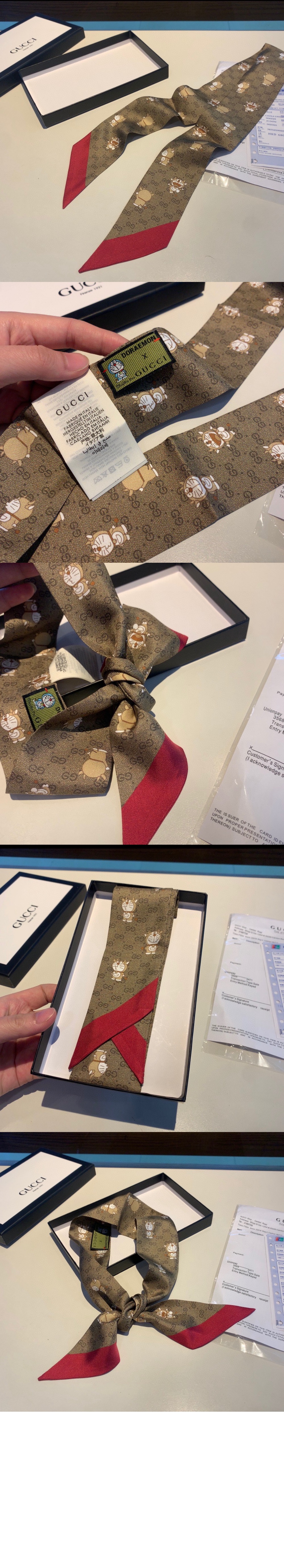 구찌 플로라 프린트 실크 넥 보우 654666