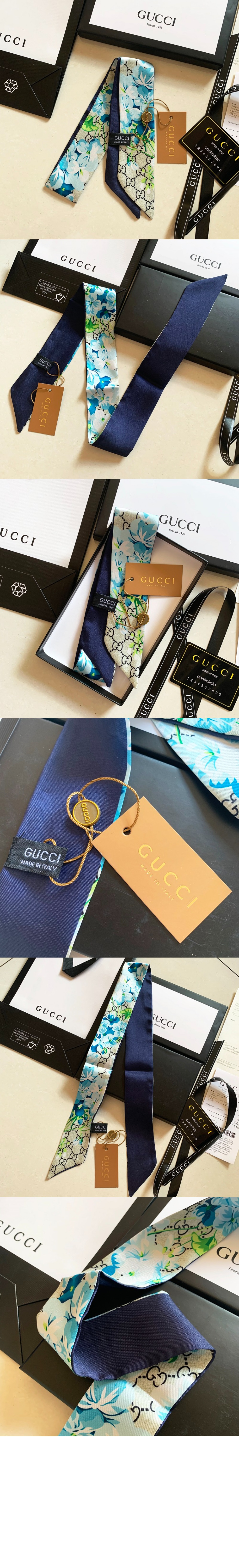 구찌 플로라 프린트 실크 넥 보우 432849