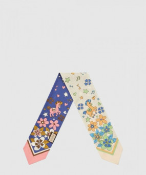 구찌 플로라 프린트 실크 넥 보우 698734