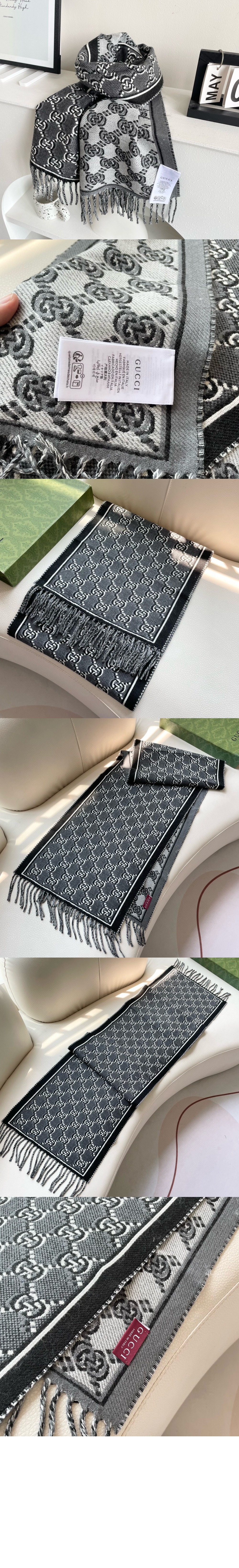 구찌 GG 섀도우 울 자카드 스카프 795276