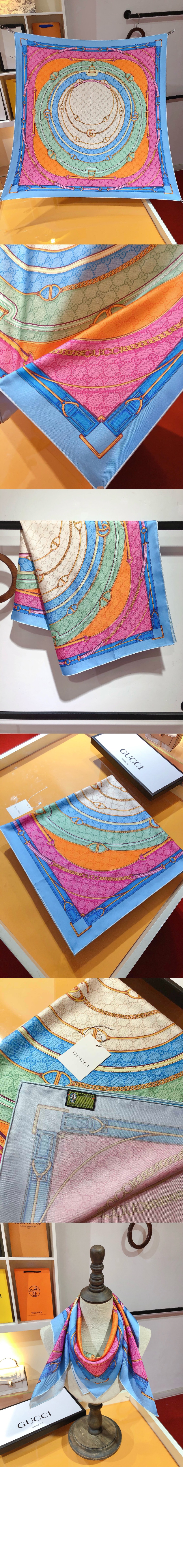 구찌 GG 벨트 프린트 실크 스카프 788599