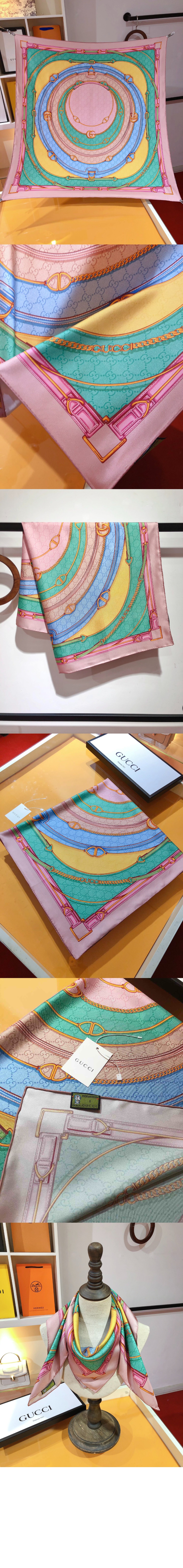 구찌 GG 벨트 프린트 실크 스카프 788599