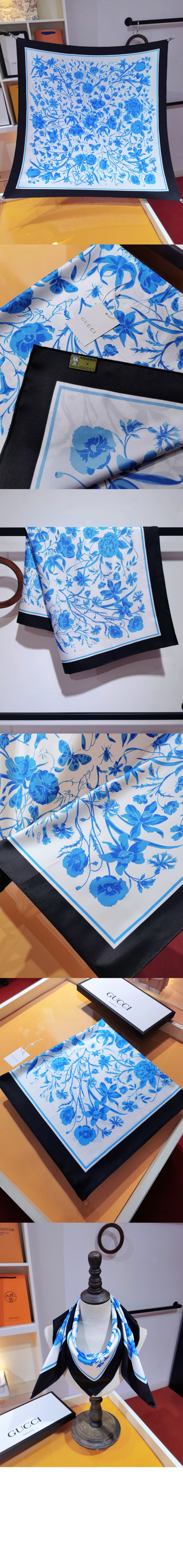 구찌 플로라 프린트 실크 스카프 786252