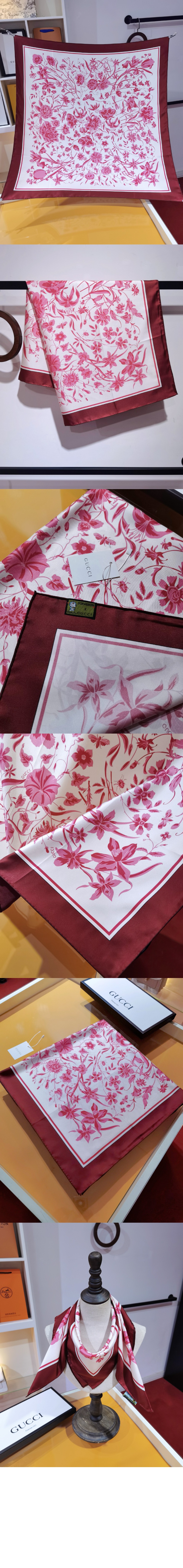 구찌 플로라 프린트 실크 스카프 786252