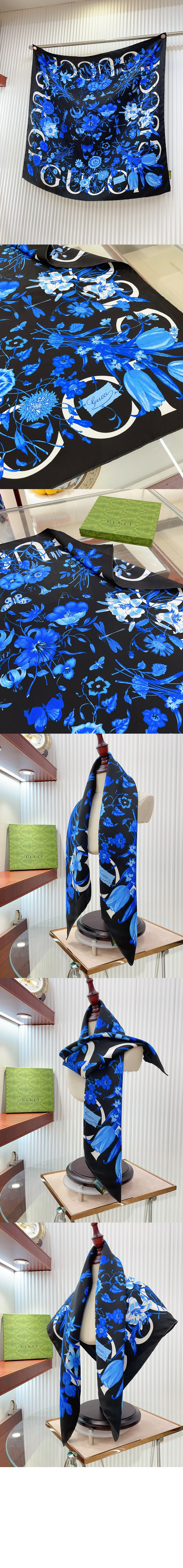 구찌 플로라 프린트 실크 까레