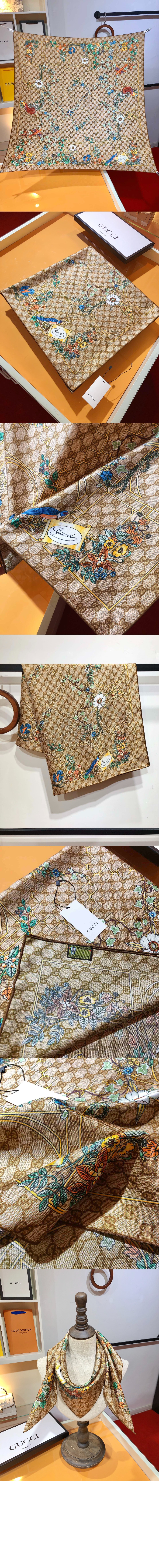 구찌 플로라 프린트 실크 까레 777066