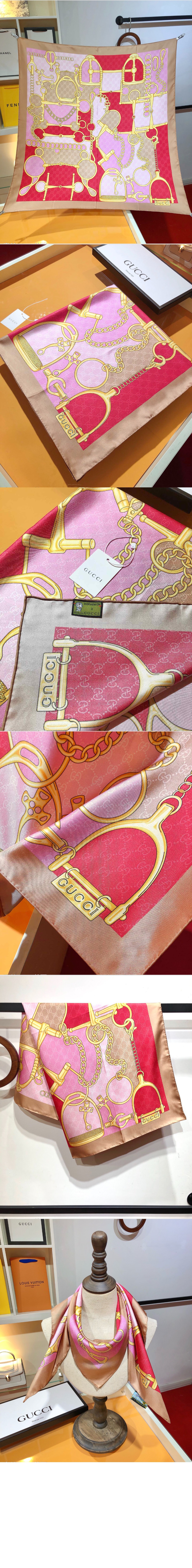 구찌 GG 홀스빗 실크 스카프 764655