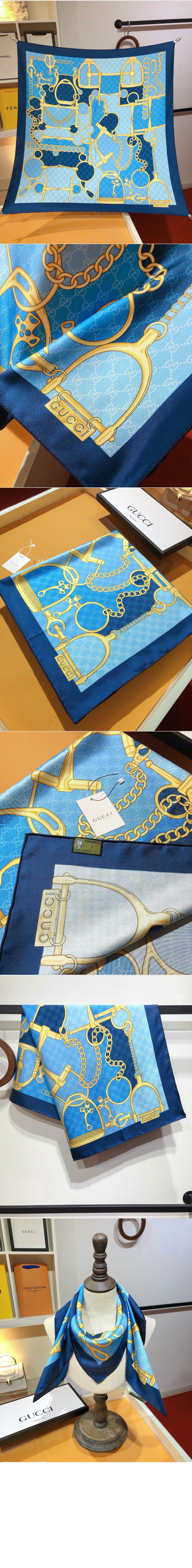 구찌 GG 홀스빗 실크 스카프 764655