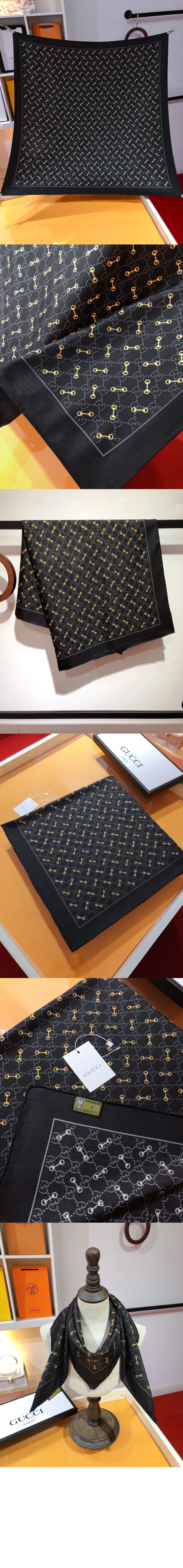 구찌 GG 프린트 홀스빗 실크 까레 662576