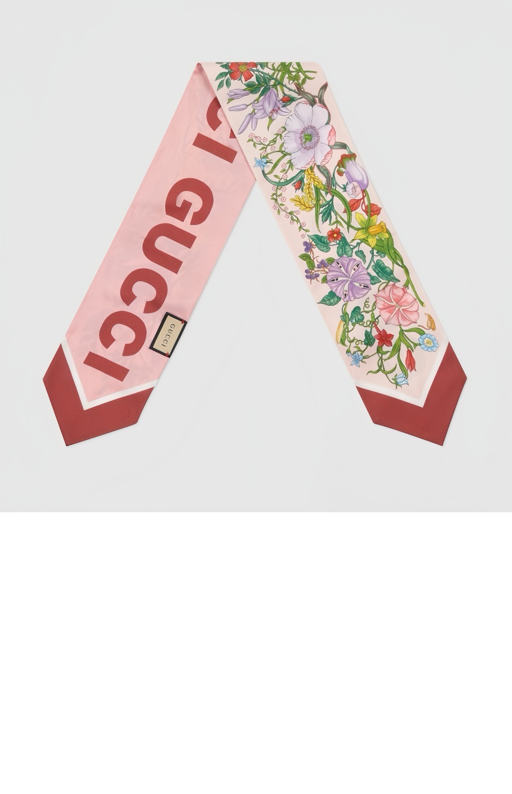 구찌 실크 트윌 플로라 프린트 넥 보우 700424