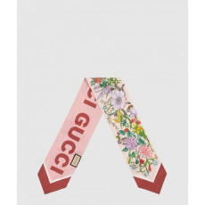 구찌 실크 트윌 플로라 프린트 넥 보우 700424