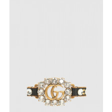 구찌 크리스털 더블 G 레더 팔찌 648722