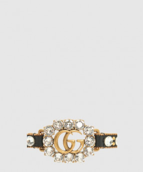 구찌 크리스털 더블 G 레더 팔찌 648722