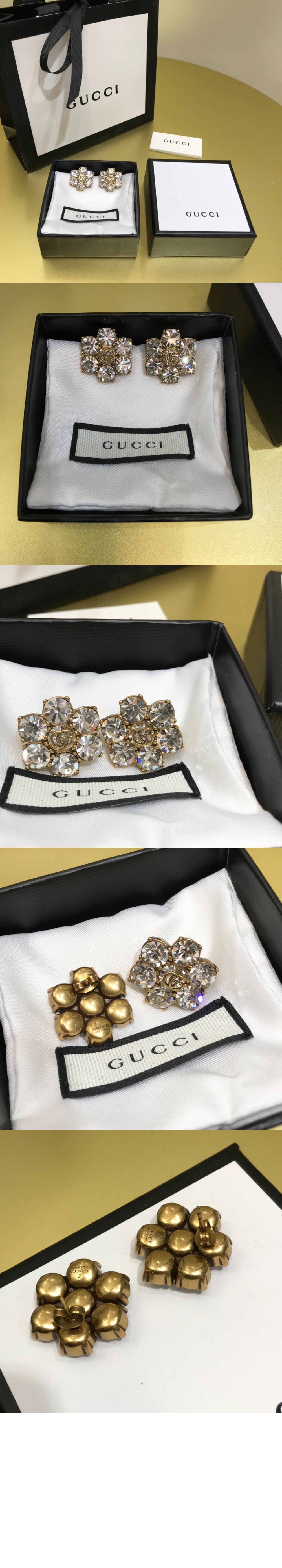 구찌 크리스탈 더블 G 귀걸이 645685