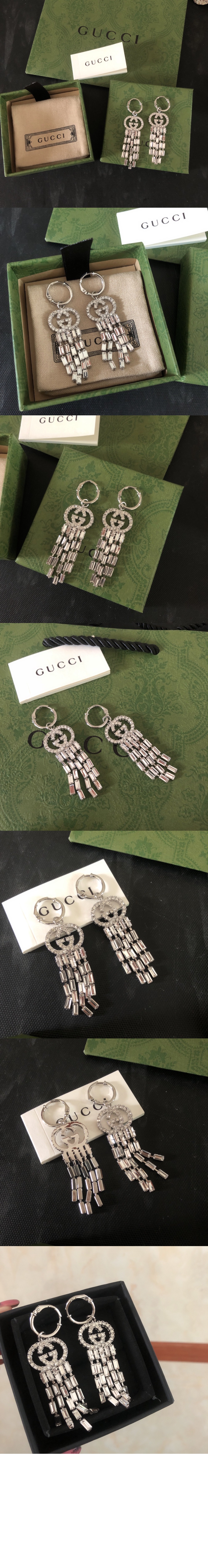 구찌 인터로킹 G 크리스털 후프 귀걸이 680275