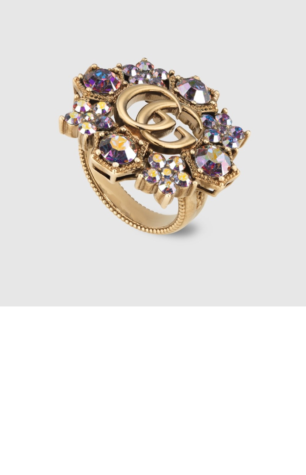 구찌 더블 G 크리스털 플라워 반지 753792