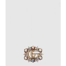 구찌 더블 G 크리스탈 장식 브로치 753794
