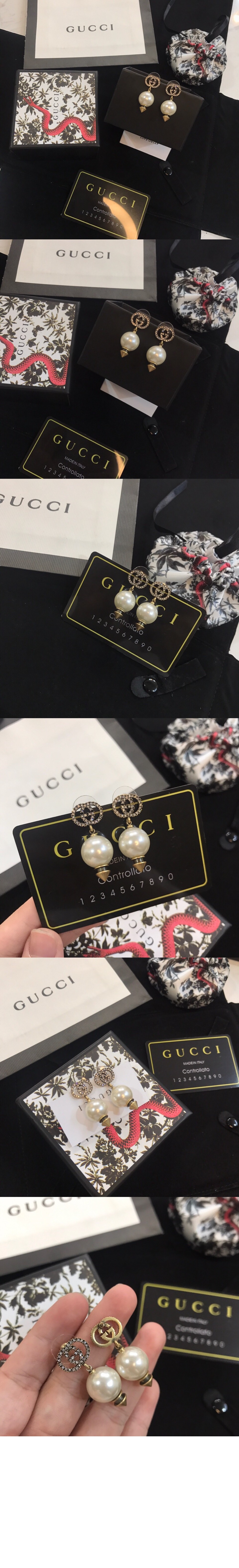 구찌 인터로킹 G 진주 귀걸이 582822