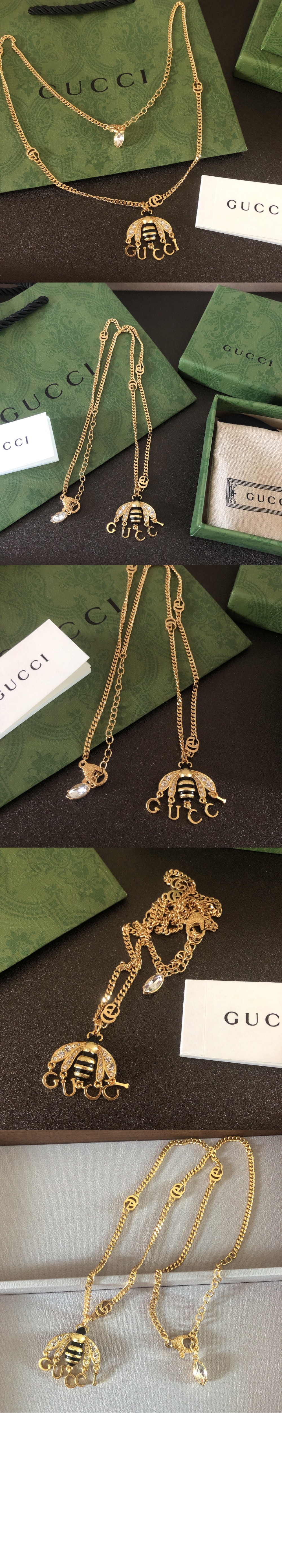 구찌 체인 벌 펜던트 목걸이 679011