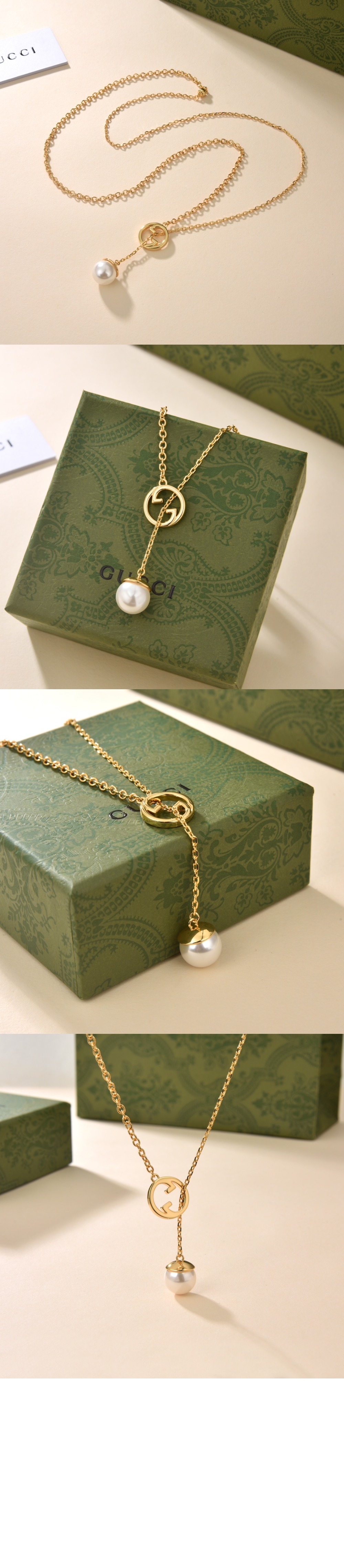구찌 펄 드롭 목걸이 774689