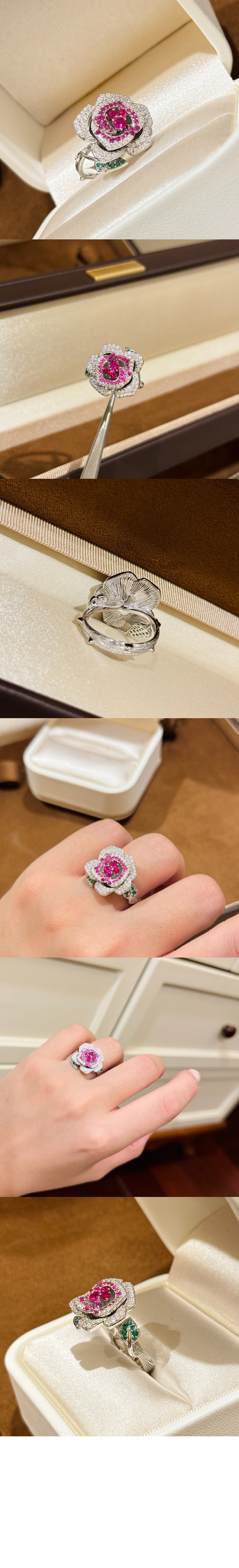 디올 Rose Dior Bagatelle 꽃 모양 반지 JBAG9