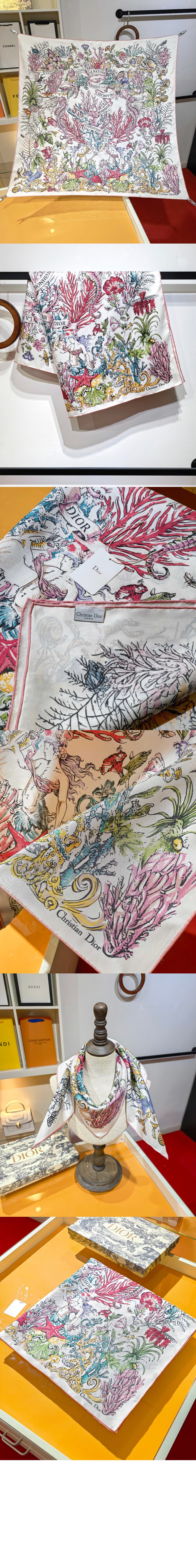 디올 Cabinet de la Mer 90 스퀘어 스카프 51CAM