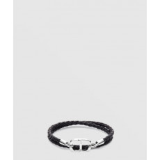 디올 CD Icon 브레이드 가죽 더블 팔찌 B1973