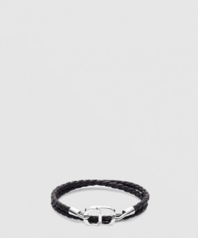 디올 CD Icon 브레이드 가죽 더블 팔찌 B1973