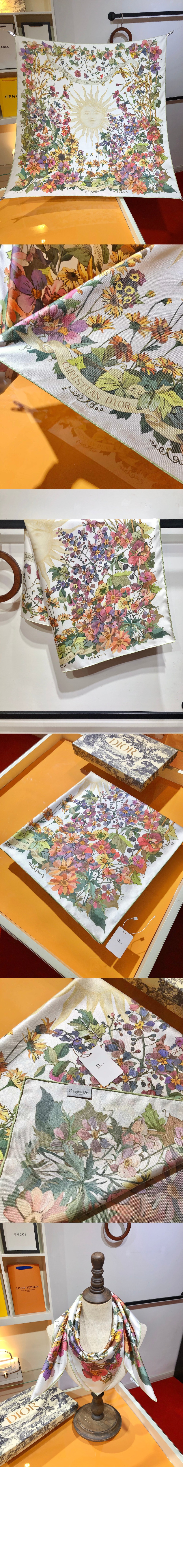 디올 Saisons Printemps Soleil 90 스퀘어 스카프 42STA