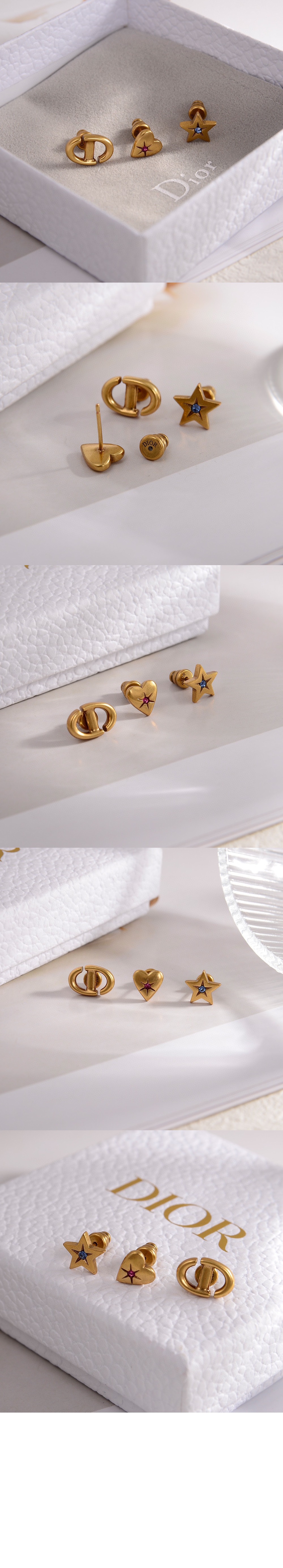 디올 Lucky Charms 스터드 귀걸이 E3294