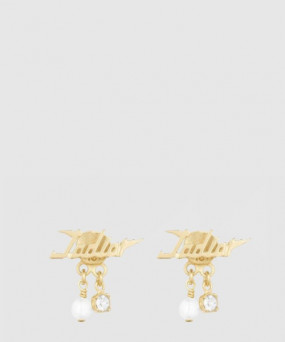 디올 자디올 펄 크리스탈 댕글 귀걸이 E1580